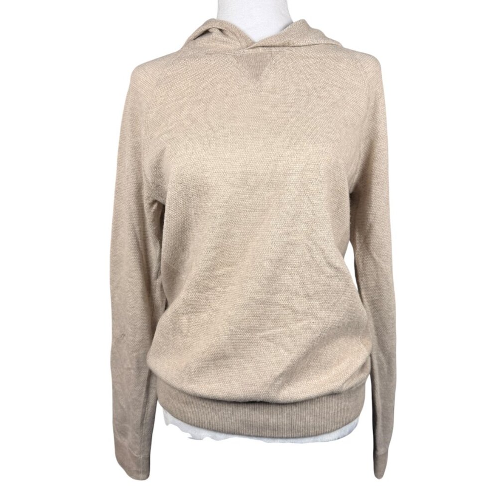 Vince Wool Cashmere Hoodie Sweater Women Small Beige Knit Luxury Pullover